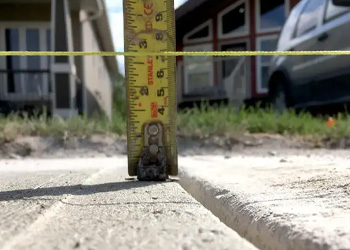 concrete levelling with tape measure