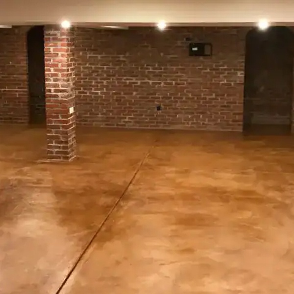 Finished basement with wood flooring in Calgary, AB